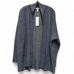Eileen Fisher Navy and White Organic Linen Knit Cardigan.  Size:2X.   NWT